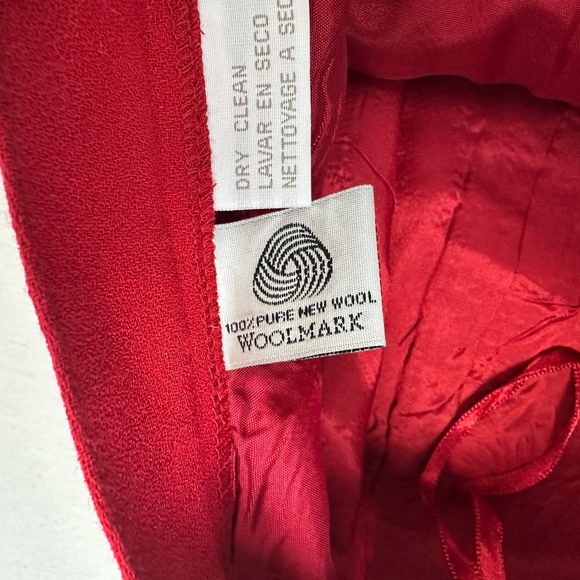 Jones New York Preppy 100% Pure New Wool Red Trouser Straight leg Pants size 12 - Picture 8 of 13